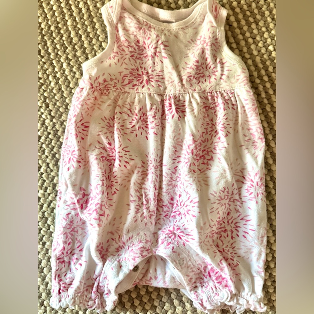 GAP White Baby Romper with Pink Floral Accents